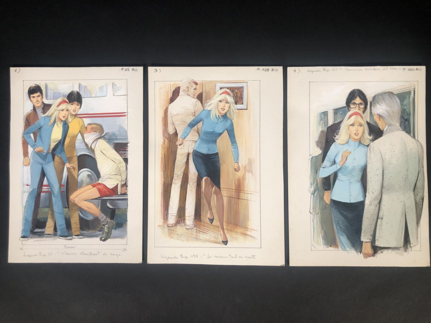 Null 西多布雷，让（1924-1988）
爱丽丝为 Bibliothèque verte 出版的小说绘制的 3 幅原版彩色插图。 
卡片上的铅笔和水粉画，2&hellip;