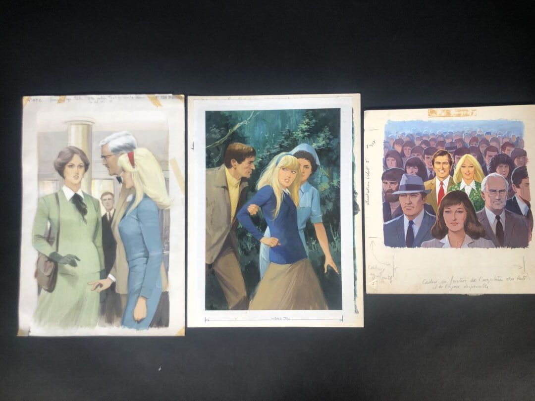 Null 西多布雷，让（1924-1988）
爱丽丝为 Bibliothèque verte 出版的小说绘制的三幅原版彩色插图。 
纸上水粉画，32x22 厘米&hellip;
