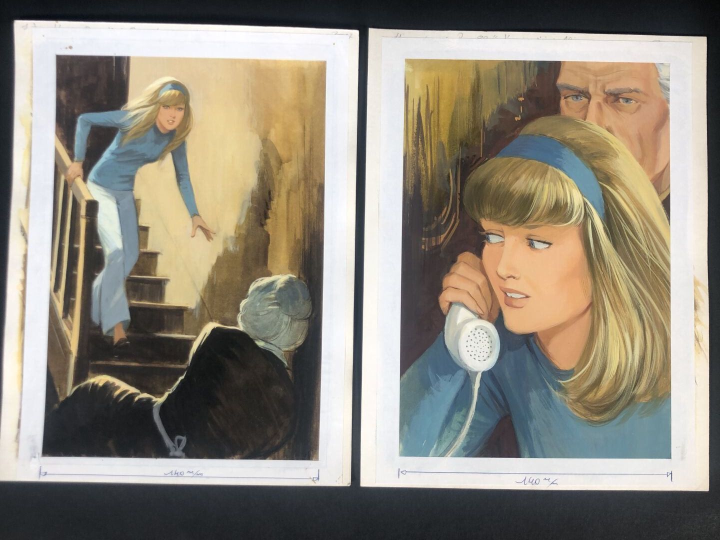 Null 西多布雷，让（1924-1988）
爱丽丝为 Bibliothèque verte 出版的小说绘制的两幅原版彩色插图。 
纸面水粉画，30.5x23 &hellip;