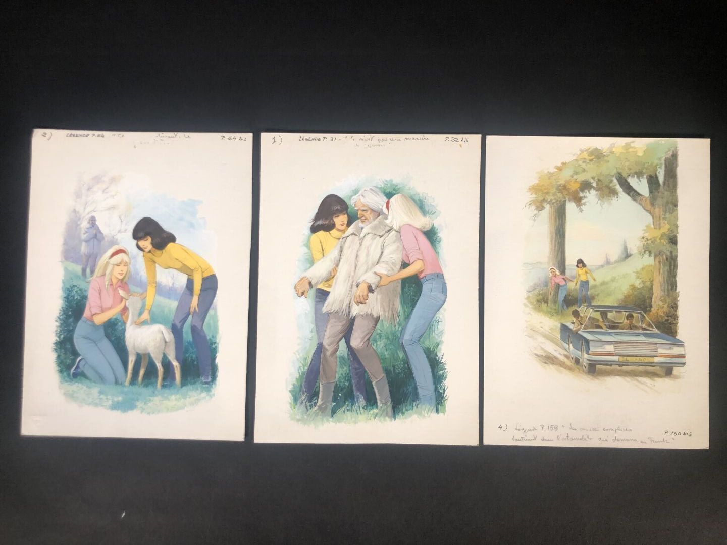 Null 西多布雷，让（1924-1988）
爱丽丝为 Bibliothèque verte 出版的小说绘制的 3 幅原版彩色插图。 
卡片水粉画，25.3x1&hellip;