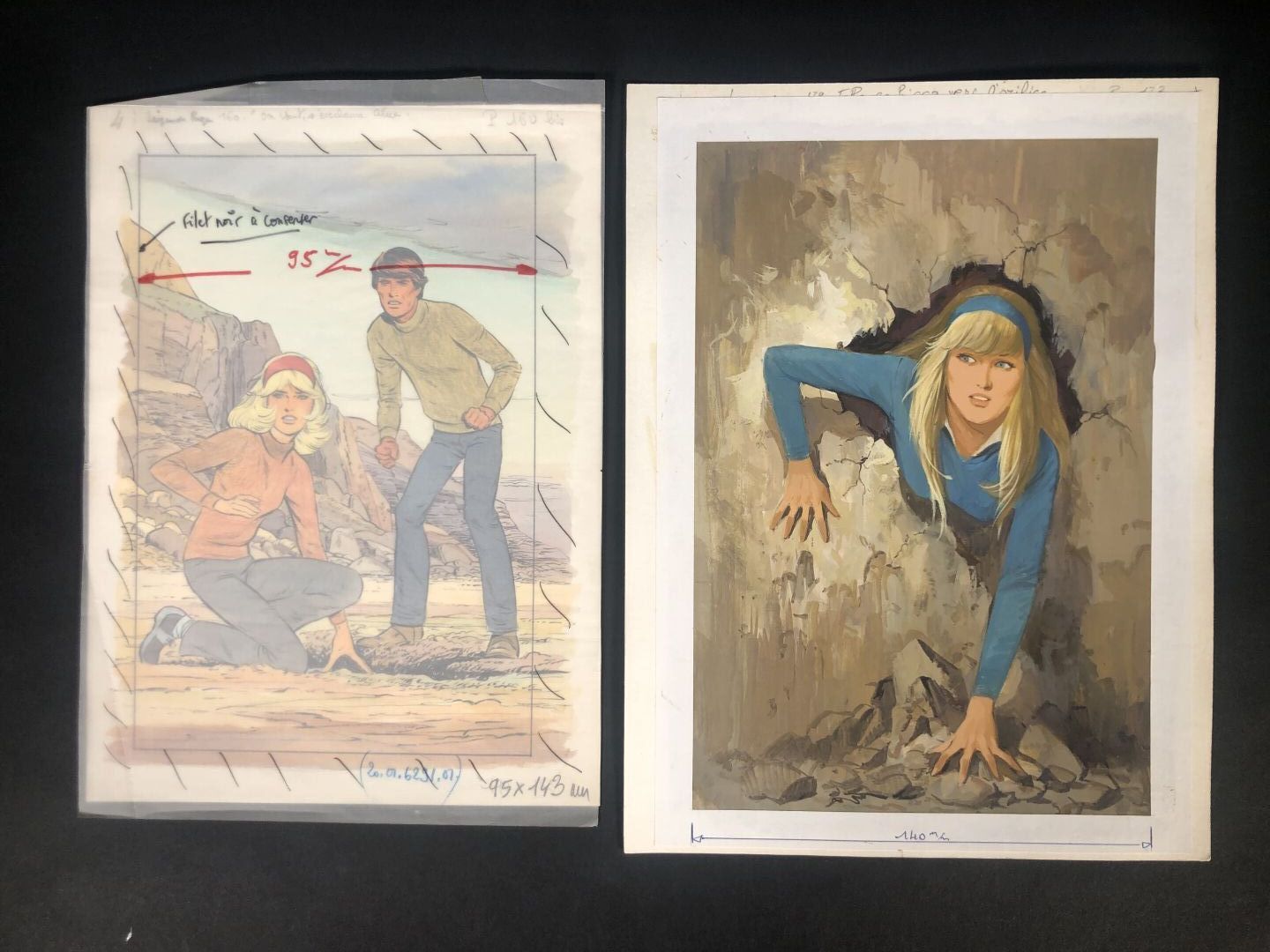 Null 西多布雷，让（1924-1988）
爱丽丝为 Bibliothèque verte 出版的小说绘制的两幅原版彩色插图。 
纸上水粉画。纸上水粉：30.&hellip;