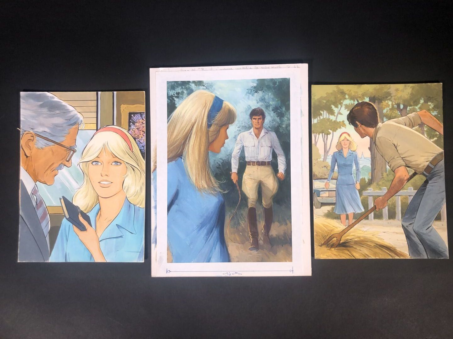 Null 西多布雷，让（1924-1988）
爱丽丝为 Bibliothèque verte 出版的小说绘制的三幅原版彩色插图。 
卡片上的水粉画，30.5x2&hellip;