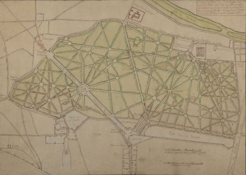 Ecole française du milieu du XVIIIème siècle Plan cadastral du bois de Boulogne &hellip;