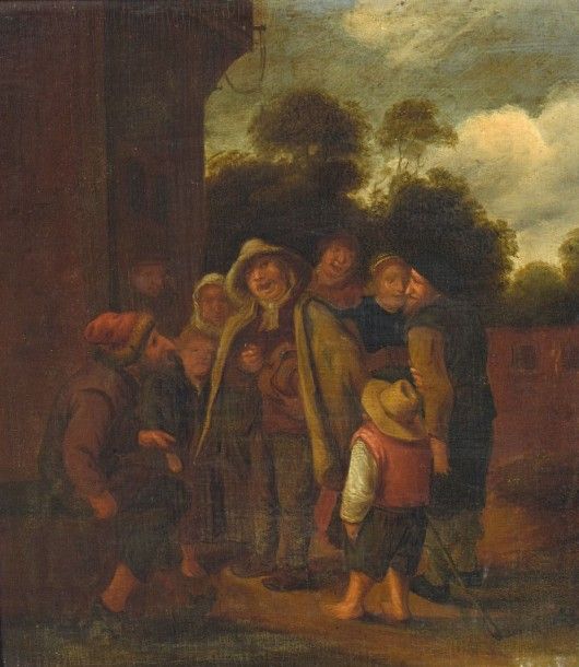 Ecole Flamande du XVIIIe siècle Le joueur de vielle Les enfants joueurs Paire de&hellip;