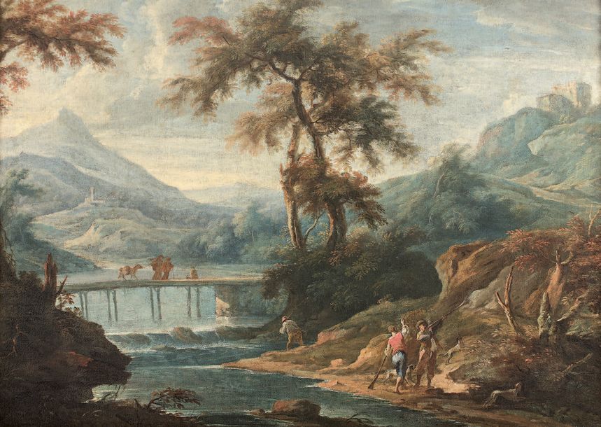 École ITALIENNE du début du XVIIe siècle, suiveur de Salvatore ROSA Paysage aux &hellip;