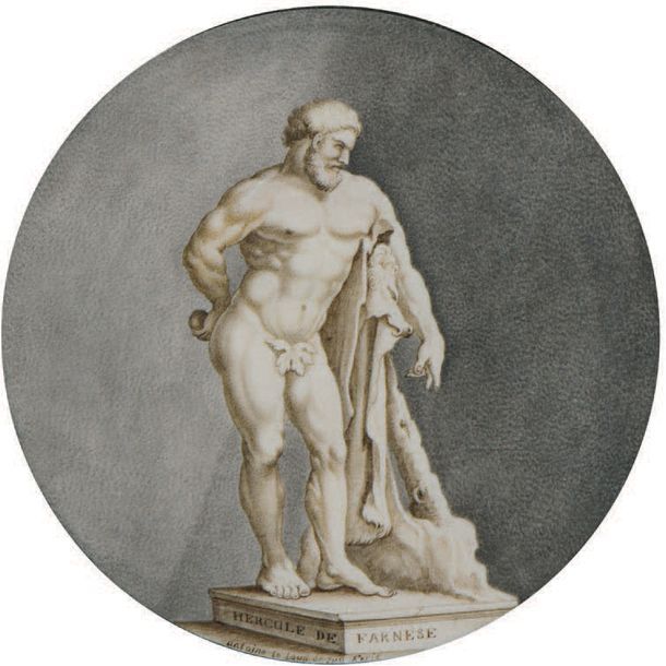 Antoine LE LOUP (Spa 1730-1802) L'Hercule Farnèse
Un faune
Paire de dessins, plu&hellip;