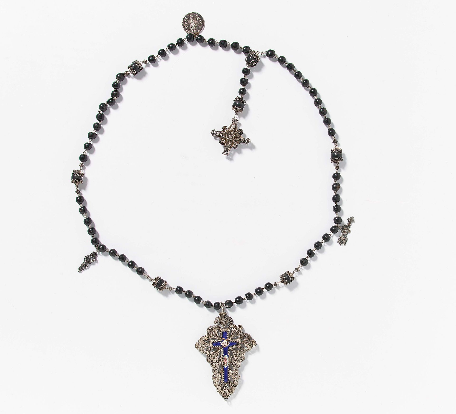 Southern German ROSARY WITH SILVER FILIGREE. 

Southern German. 
Date: 19th cent&hellip;
