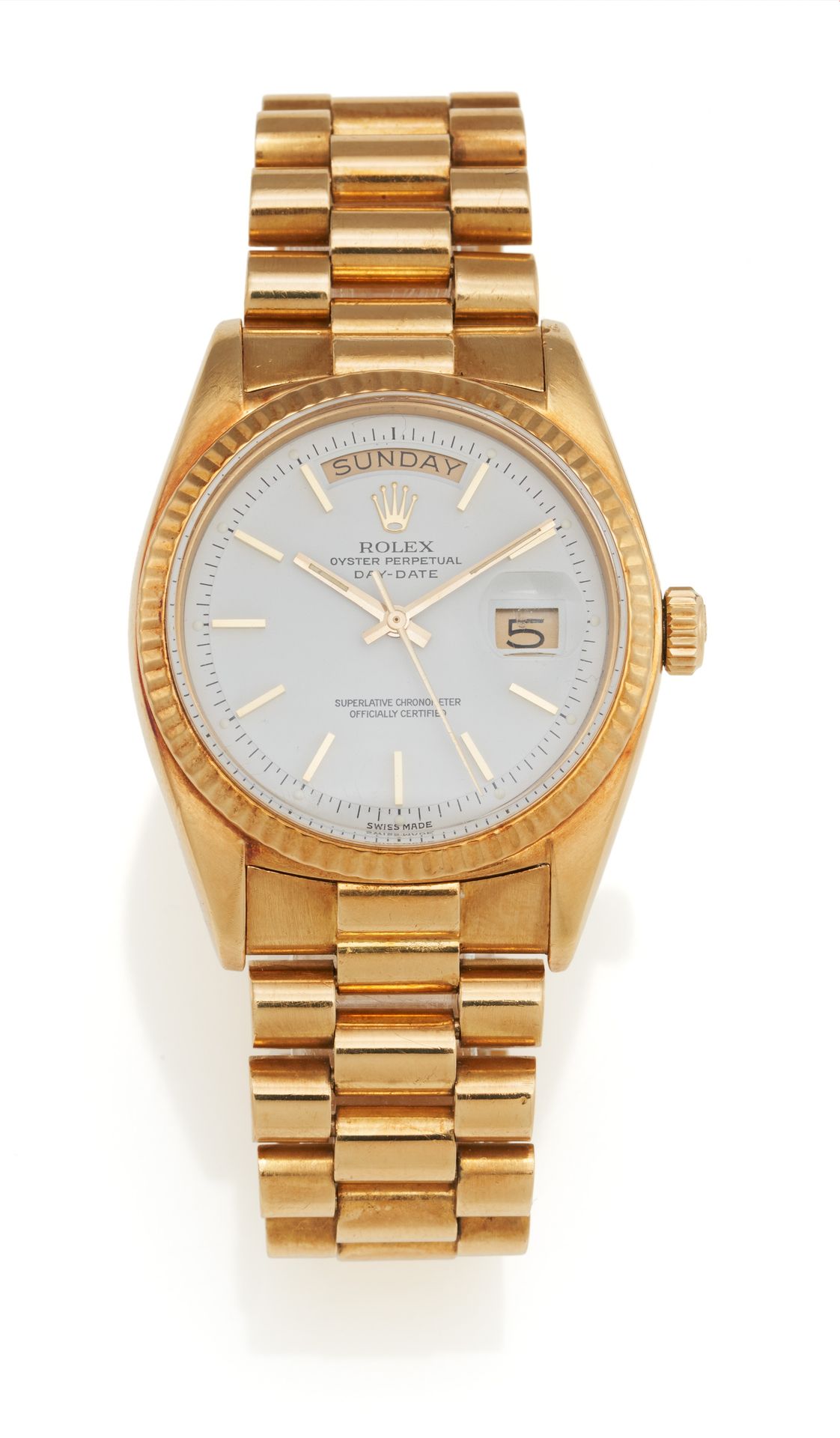ROLEX ROLEX
Wristwatch.
Switzerland.Ca.1973/74年。

自动日晷，cal.1555。750/黄金，总统表带，折叠式表&hellip;