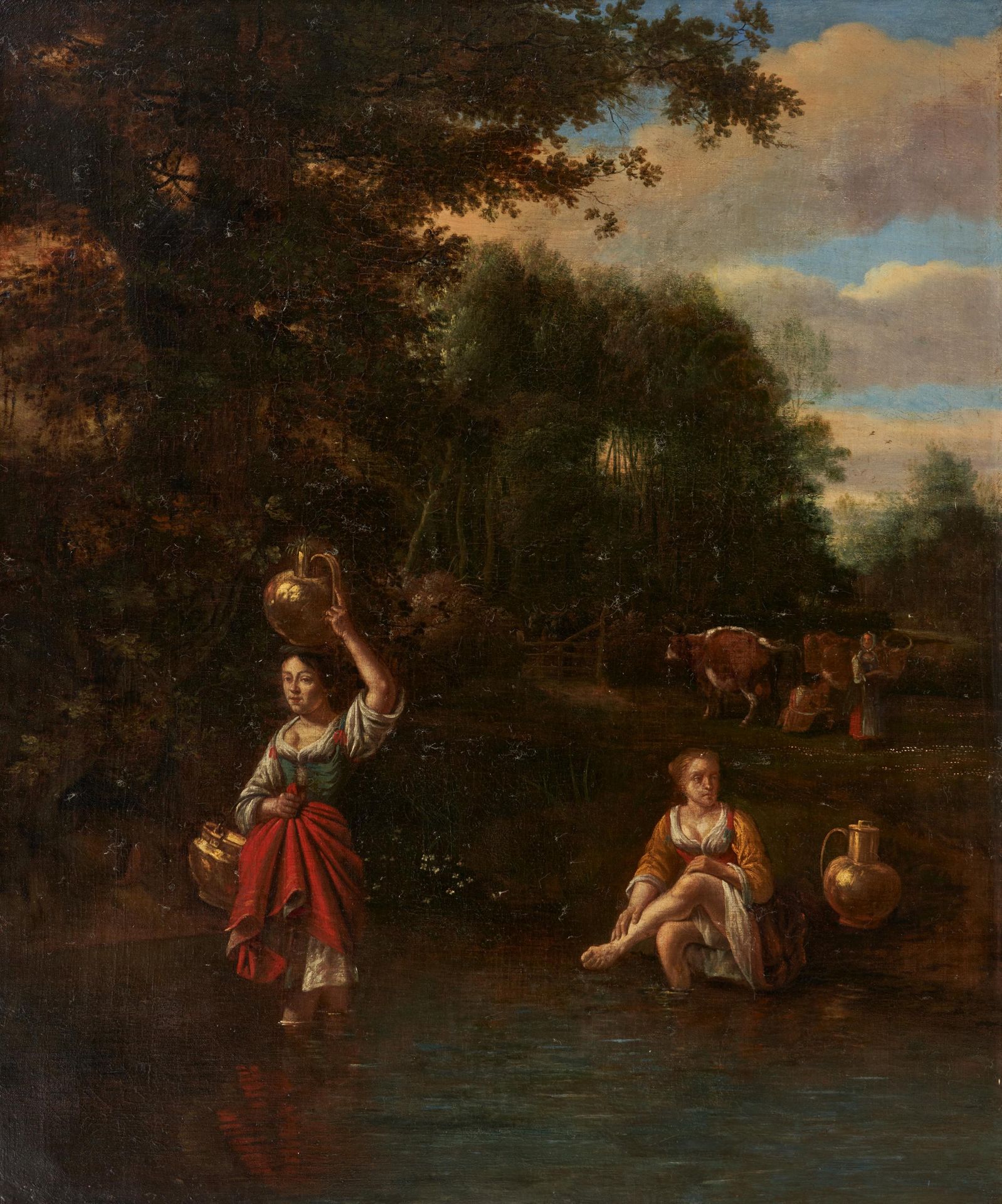 Jan Siberechts SIBERECHTS, JAN
1627年安特卫普-1700年伦敦

归功于
题 。森林景观与水边的妇女。
技术： 布面油画。
安&hellip;