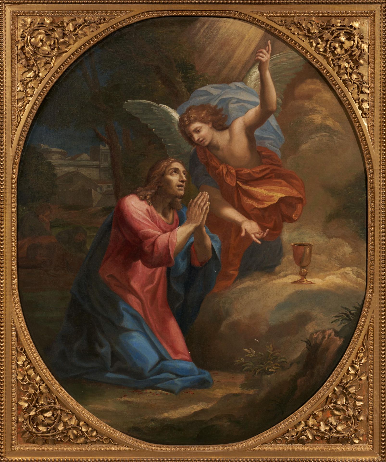 ITALIENISCHE SCHULE 意大利学校
17世纪
题目： 基督在橄榄山。
技术： 布面油画。
安装： 加倍的。
尺寸： 98 x 79.5厘米。
框&hellip;
