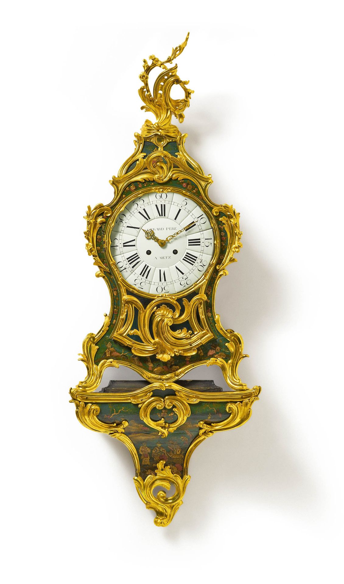 Null 路易斯十五世的摆钟，放在带有Chinoiseries的控制台。 

日期。 约1760-70。
制作者/设计者。 钟盒Balthazar Lieuta&hellip;