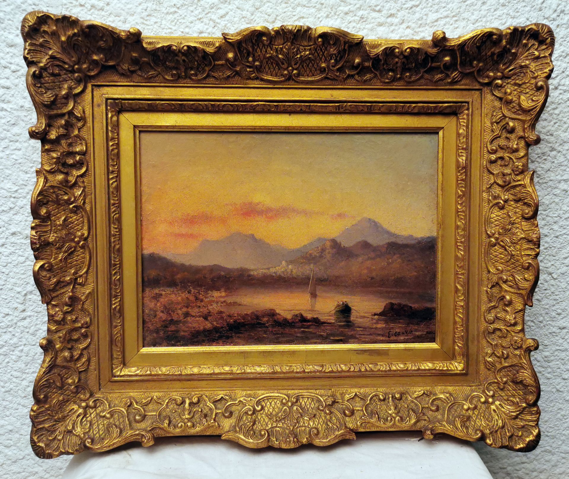 Edouard Louis Cauvin EDOUARD LOUIS CAUVIN (1817-1900) "ANIMATED SUNSET ON THE CO&hellip;