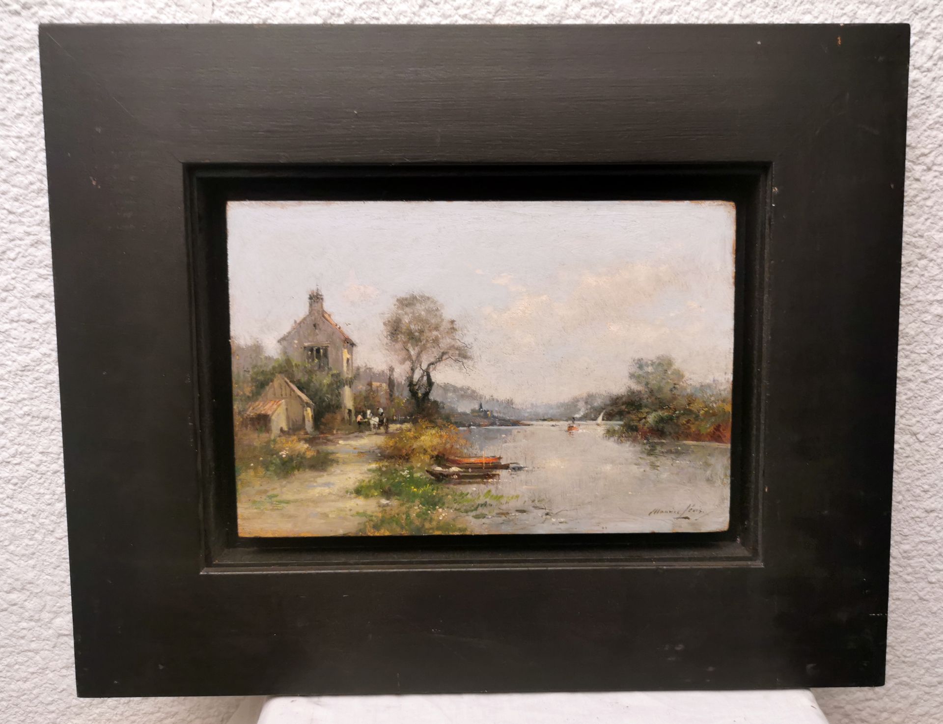 Maurice LEVIS MAURICE LEVIS (1860-1940) 背面的标签 "LA SEINE A LA FRETTE" HSP 不含画框 35&hellip;