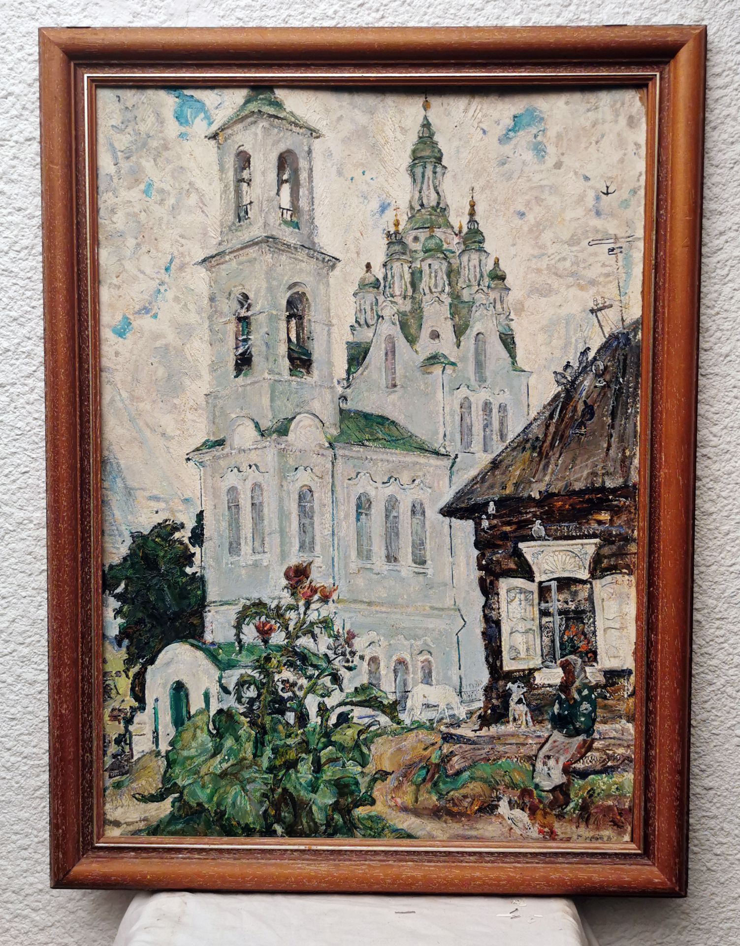 V.V. BOUROV V.V. Bourov SBD，有标题，背面有签名 "教堂在农村"，无框70x5和79x59.5
