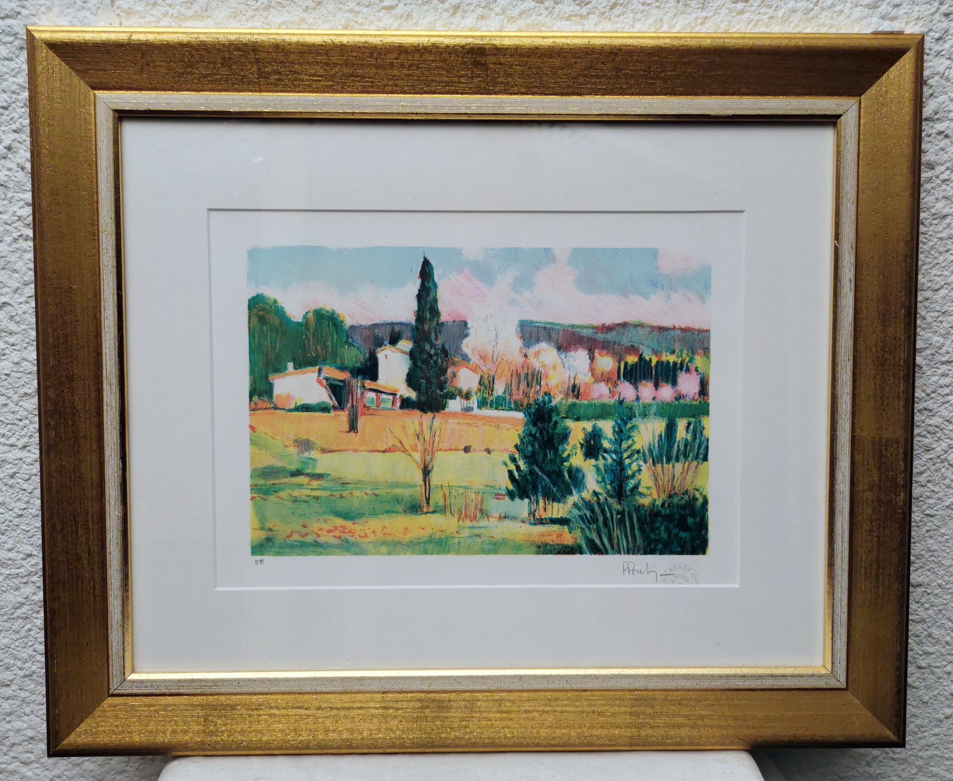 Pierre Poulain PIERRE POULIN SBD "Village en Provence" E.A. 无框 28x38 框架 47x57
