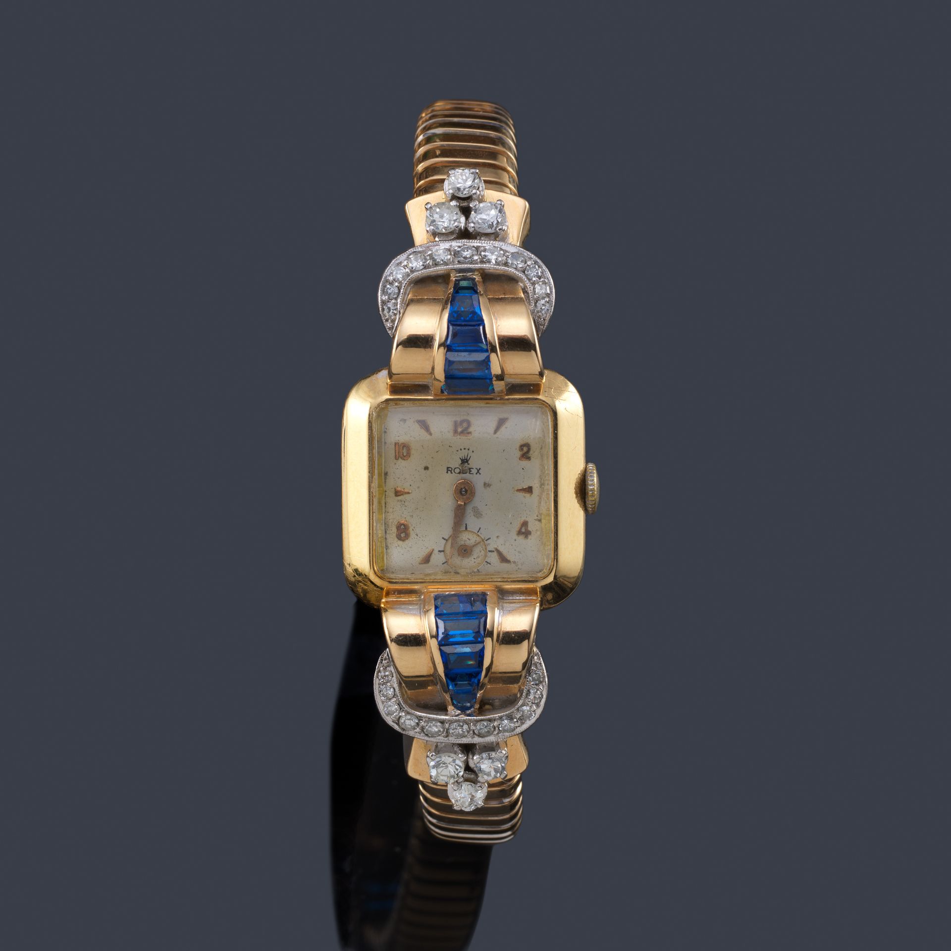 ROLEX ladies' 1940s jewel watch with 18K yellow gold case and bracelet, calibrat&hellip;