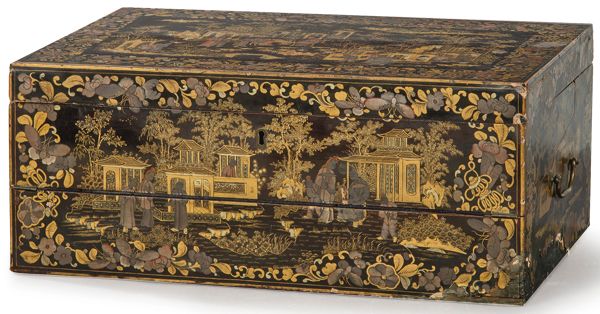 Desk box in lacquered, polychrome and gilded wood, China, Qing Dynasty, 19th cen&hellip;