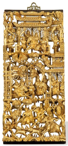 Chinese altar fragment in gilded and carved wood S. XIX 中国雕花镀金木坛碎片，清朝19世纪。 
 Cpm&hellip;