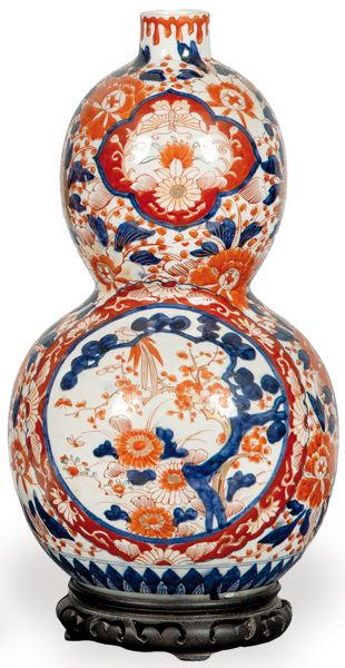 Company of the Indies Chinese porcelain double gourd vase, Imari type, Qing Dyna&hellip;