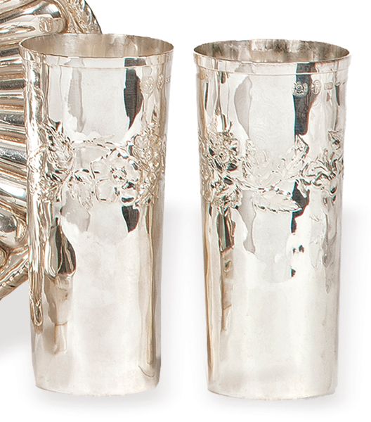 Pair of tall glasses in hallmarked Italian silver Law 925 by Brandimarte di Gusc&hellip;