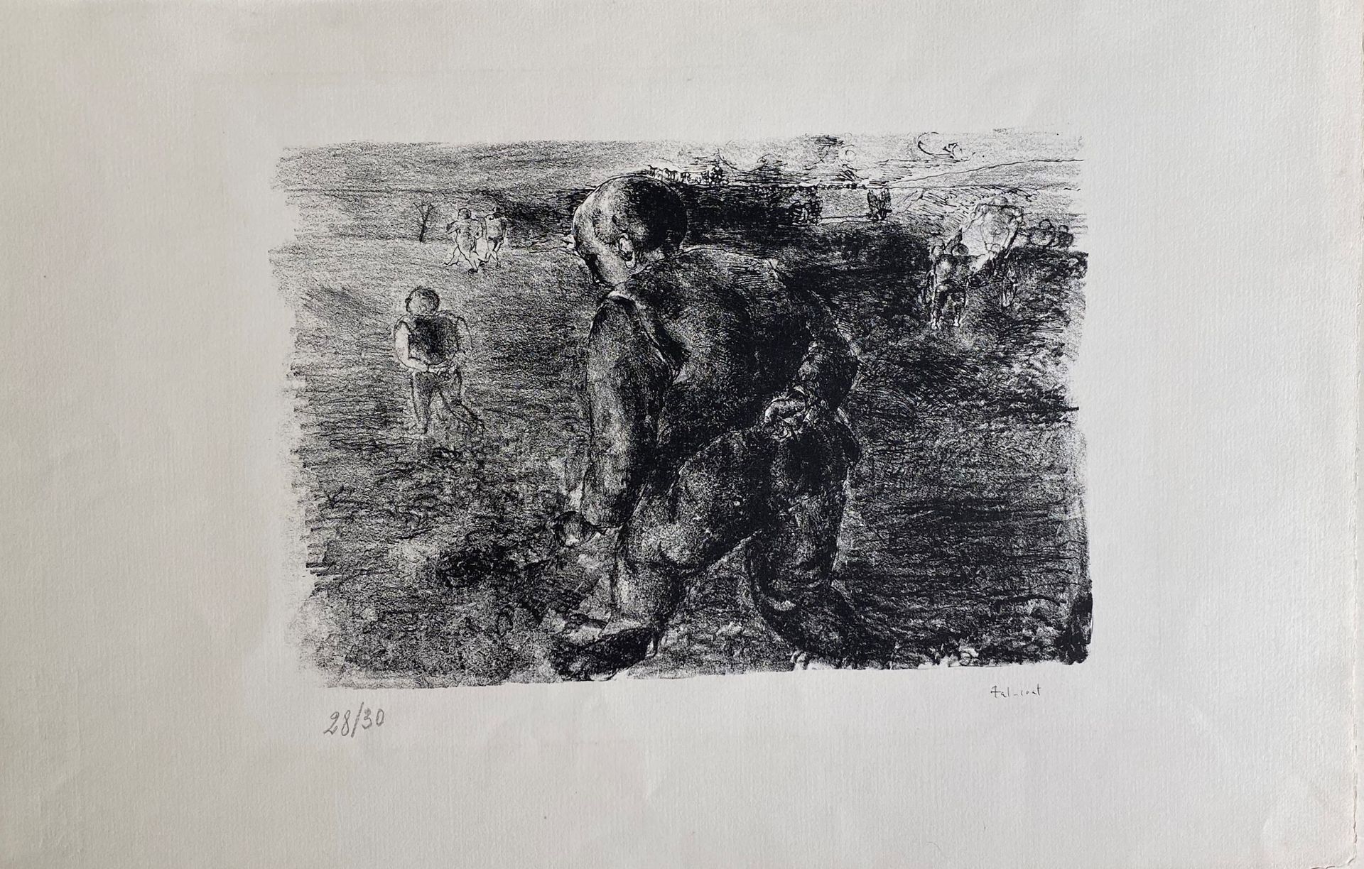 Null 皮埃尔-塔尔-考特(1905-1985)

坐着的男人；田野里的人物；有孩子的男人

牛皮纸上的2幅石版画和1幅蚀刻画，其中2幅已签名，编号为30/4&hellip;