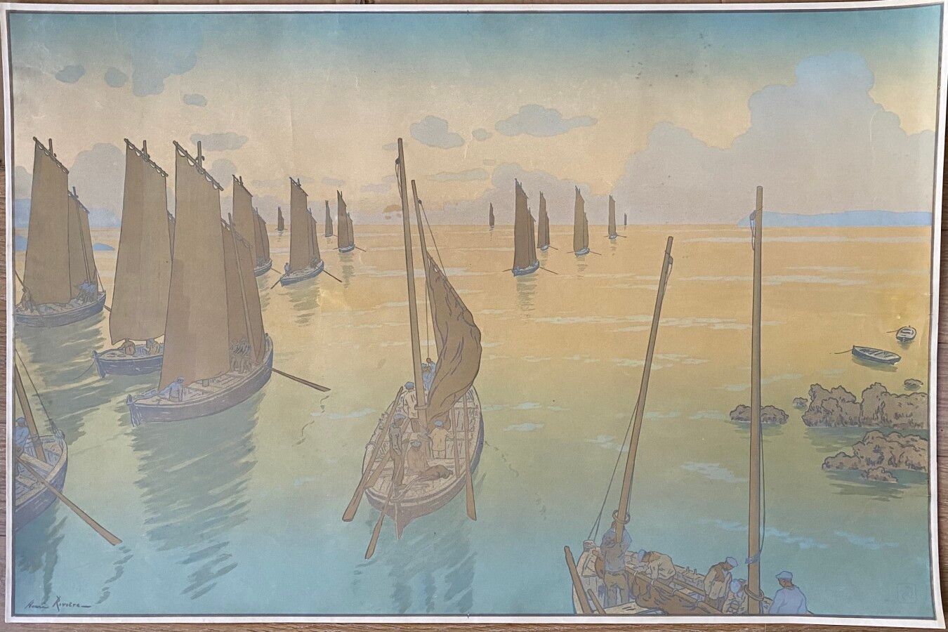 Null 亨利-里维埃 (1864-1951)

夕阳》，图版11，1898年（菲尔德74）。

来自 "自然的各个方面 "套曲的12幅石板画之一，版上有签名，&hellip;