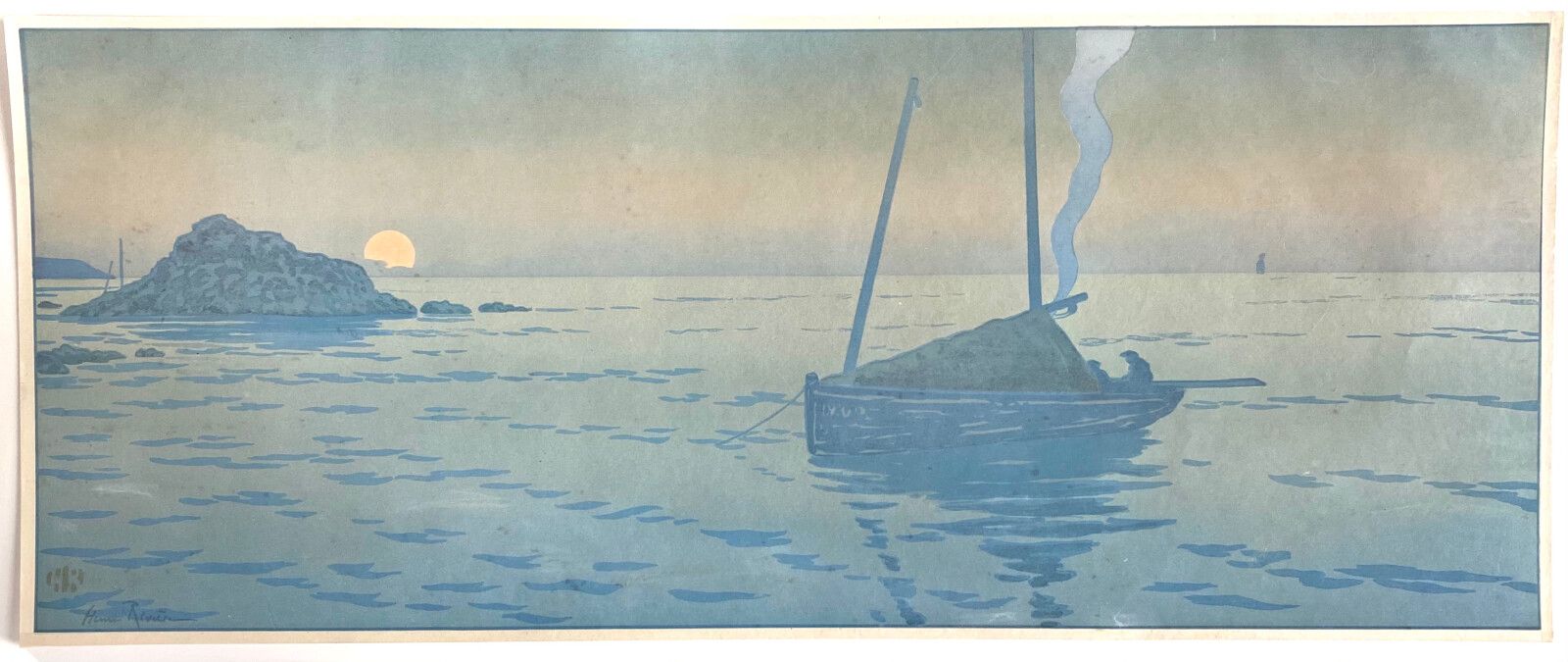 Null 亨利-里维埃 (1864-1951)

夕阳》，图版2，1901年

La féerie des heures "的16幅12色石板画之一，版数为10&hellip;