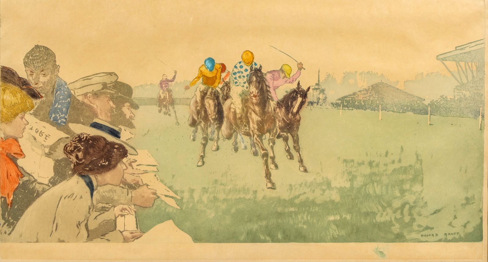 Null Richard RANFT (1862-1931) 

Das Pferderennen

Aquatinta, in Farben gedruckt&hellip;