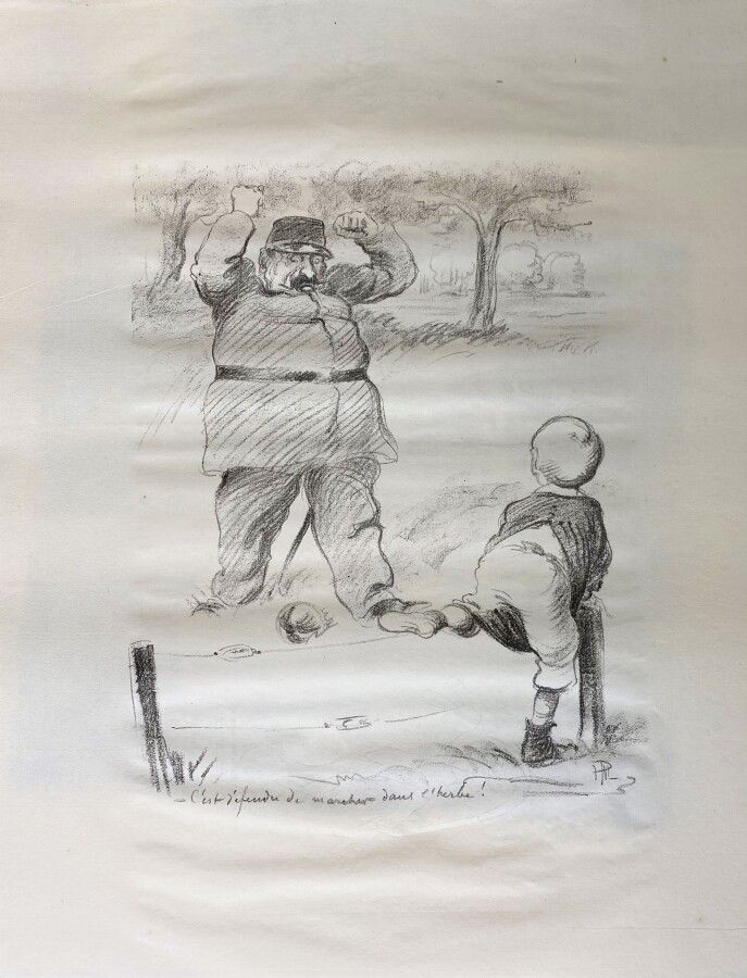 Null 乔治-赫尔曼-帕尔(1854-1940)

禁止在草地上行走，板块11，1898（Dardel 69）。

平版印刷在Van Gelder铺装纸上，带&hellip;