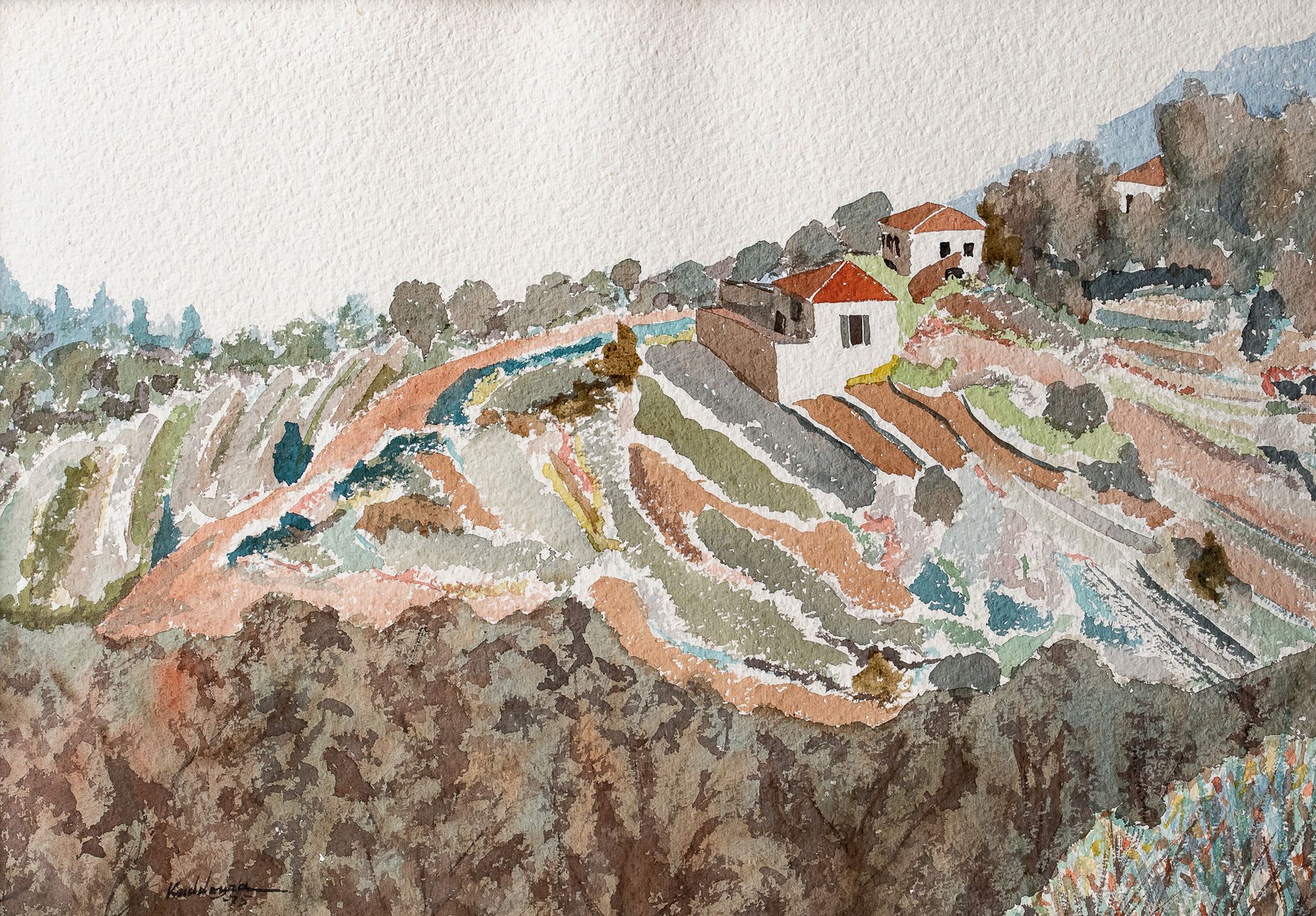 Mohammed KADDOURA (1941-) libanais - Country landscape, 1975
Watercolour on pape&hellip;