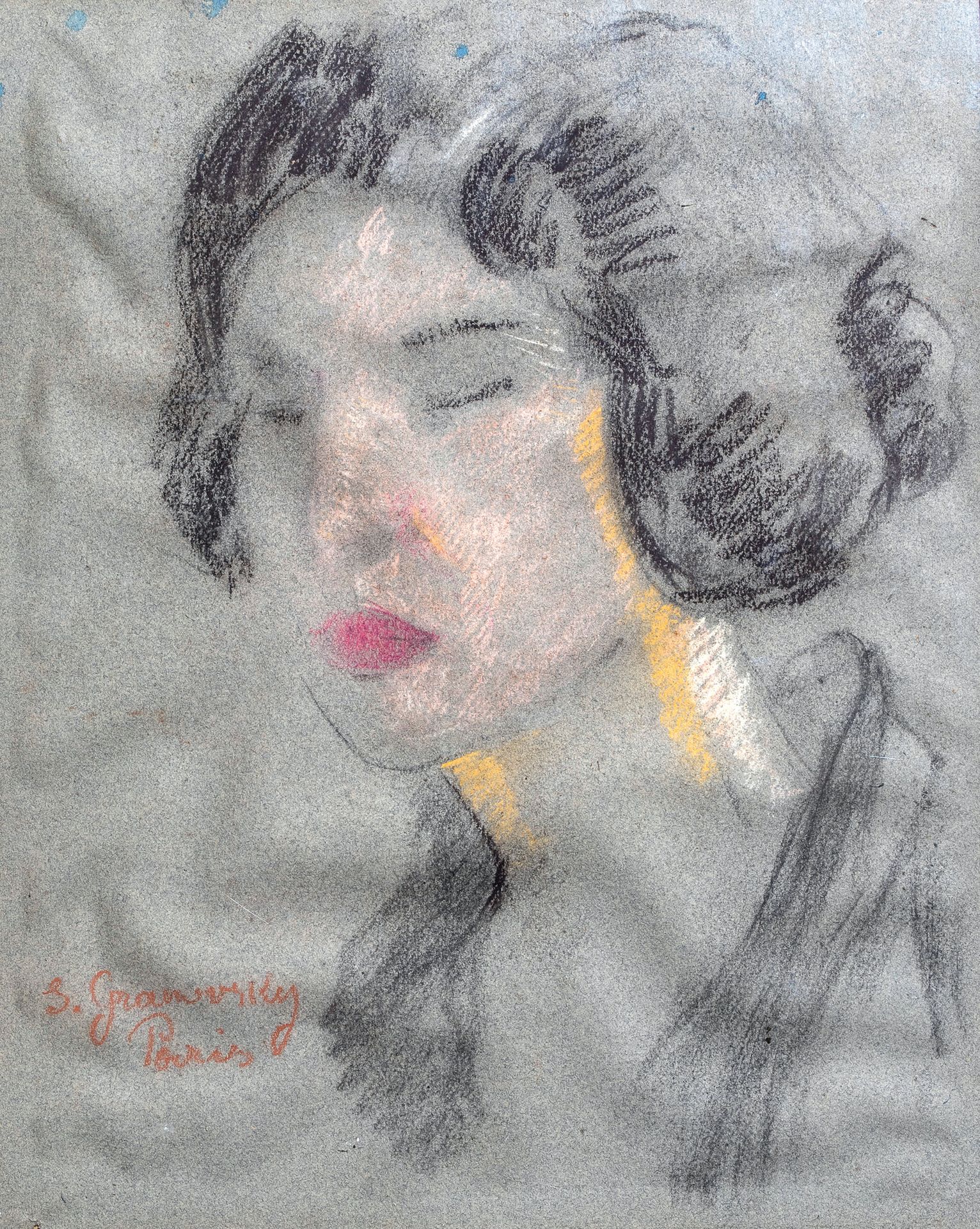 Sam GRANOWSKY (1889-1942) - Portrait of a woman,
Coloured pencils on paper, sign&hellip;