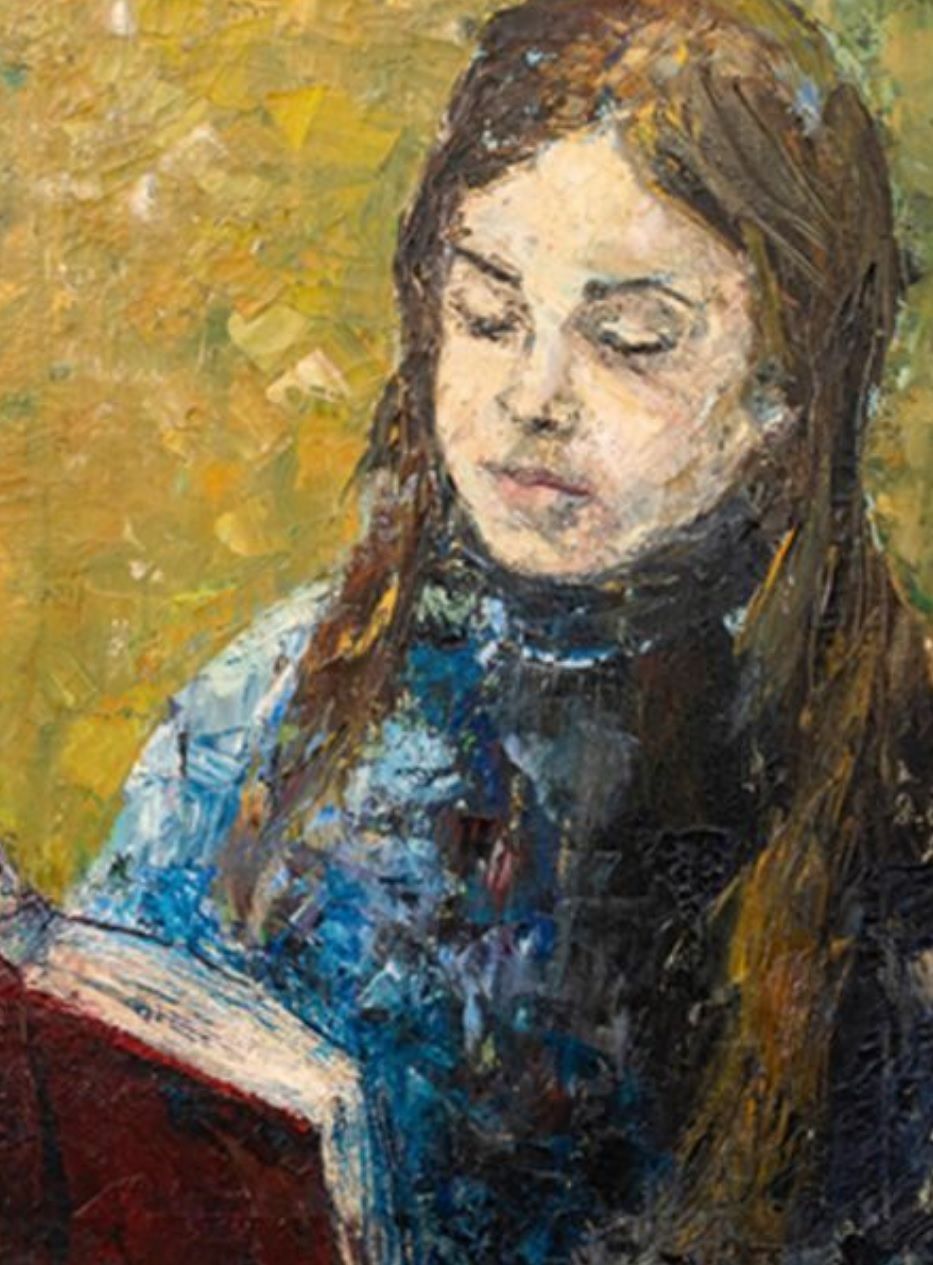 SADJI (Sha Qi) dit (1914-2005) - 一个正在阅读的女人
布面油画，左下角签名 61 x 46 cm