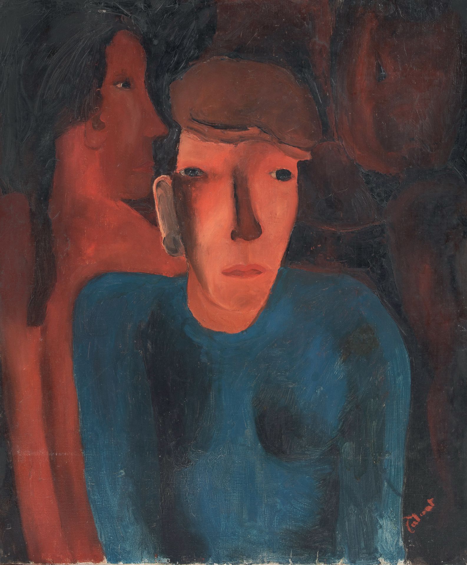 PIERRE TAL COAT (1905-1985) - 戴帽子的男人，1926年
布面油画，右下角有签名，左上角和右下角有非常小的颜料损失，中间向右有轻微补&hellip;