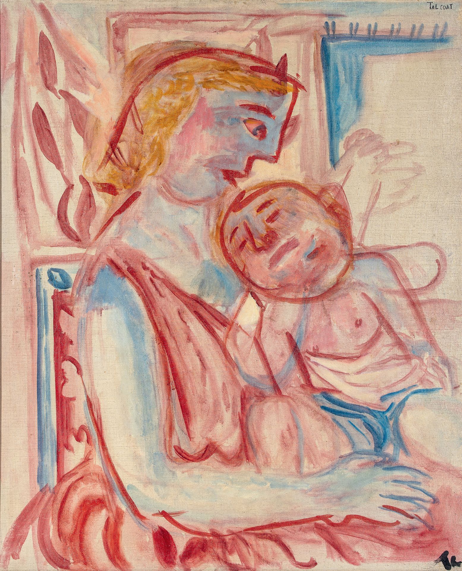 PIERRE TAL COAT (1905-1985) - 孕妇，1943年
布面油画，右下角有图案，右上角有小的修复痕迹 65 x 54 cm