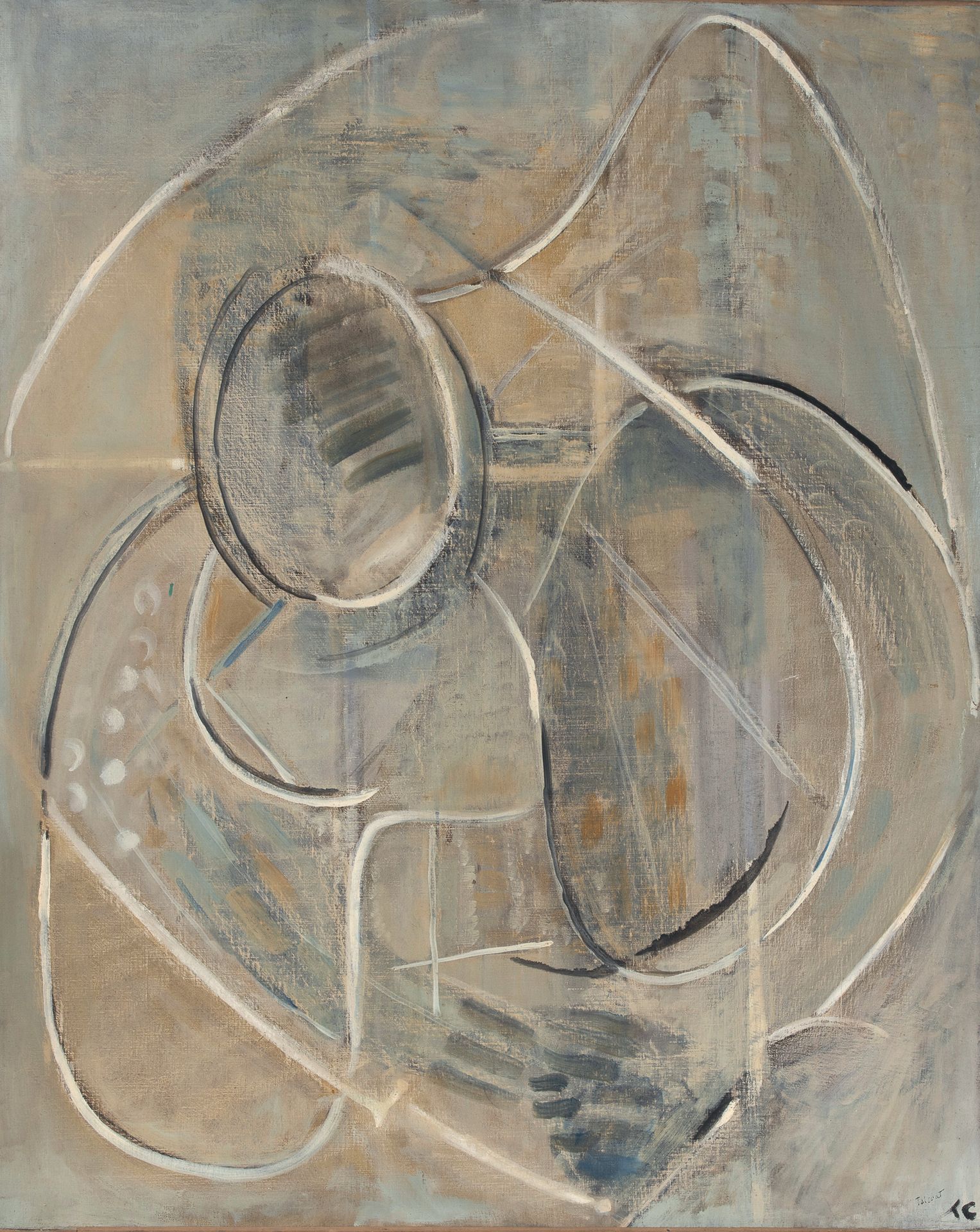 PIERRE TAL COAT (1905-1985) - 水中的涟漪，1946年
布面油画，右下角有签名 100 x 81 cm