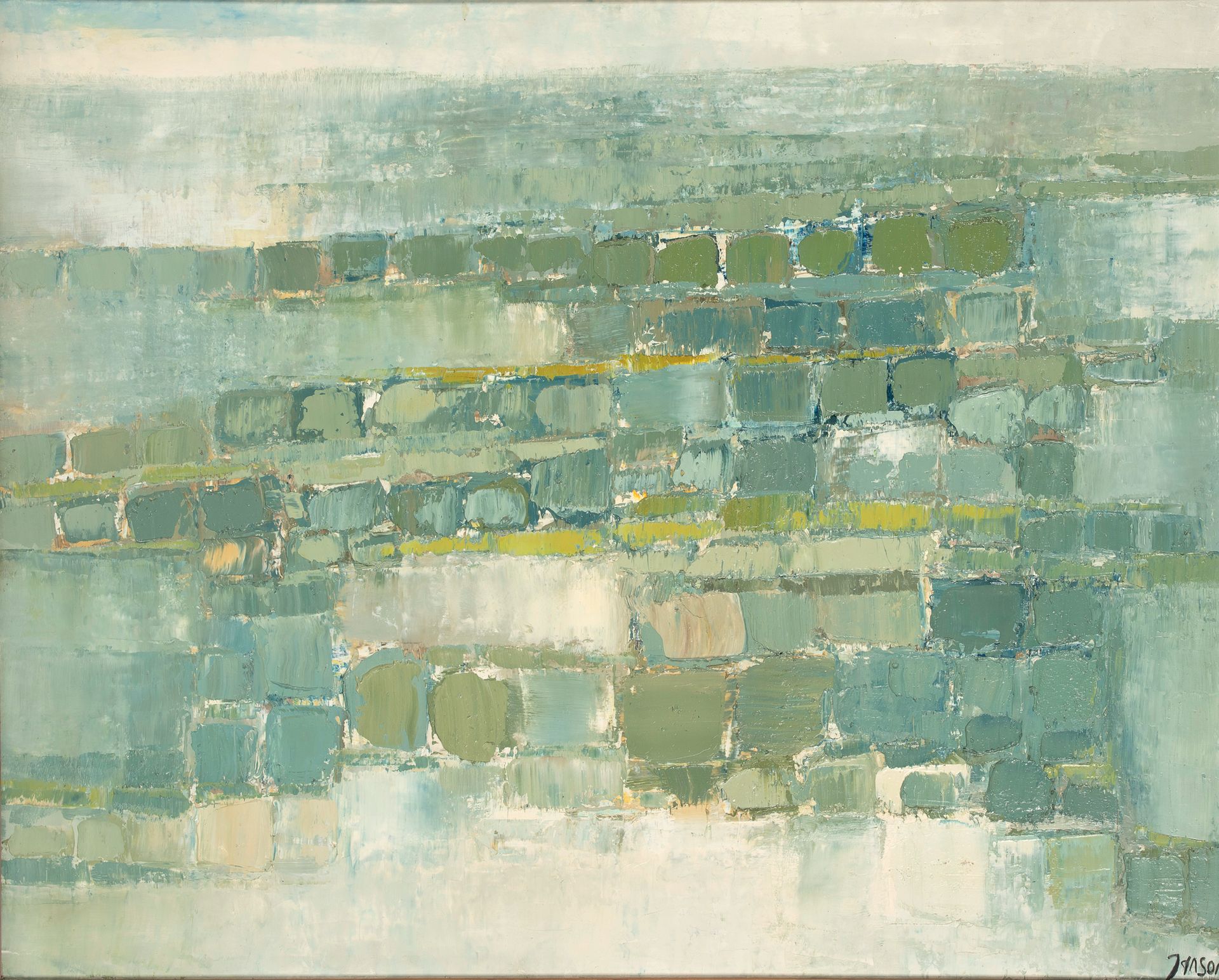 Marc JANSON (1930-) - Polders II 布面油画，右下方有签名，背面有会签和标题 65 x 81 cm