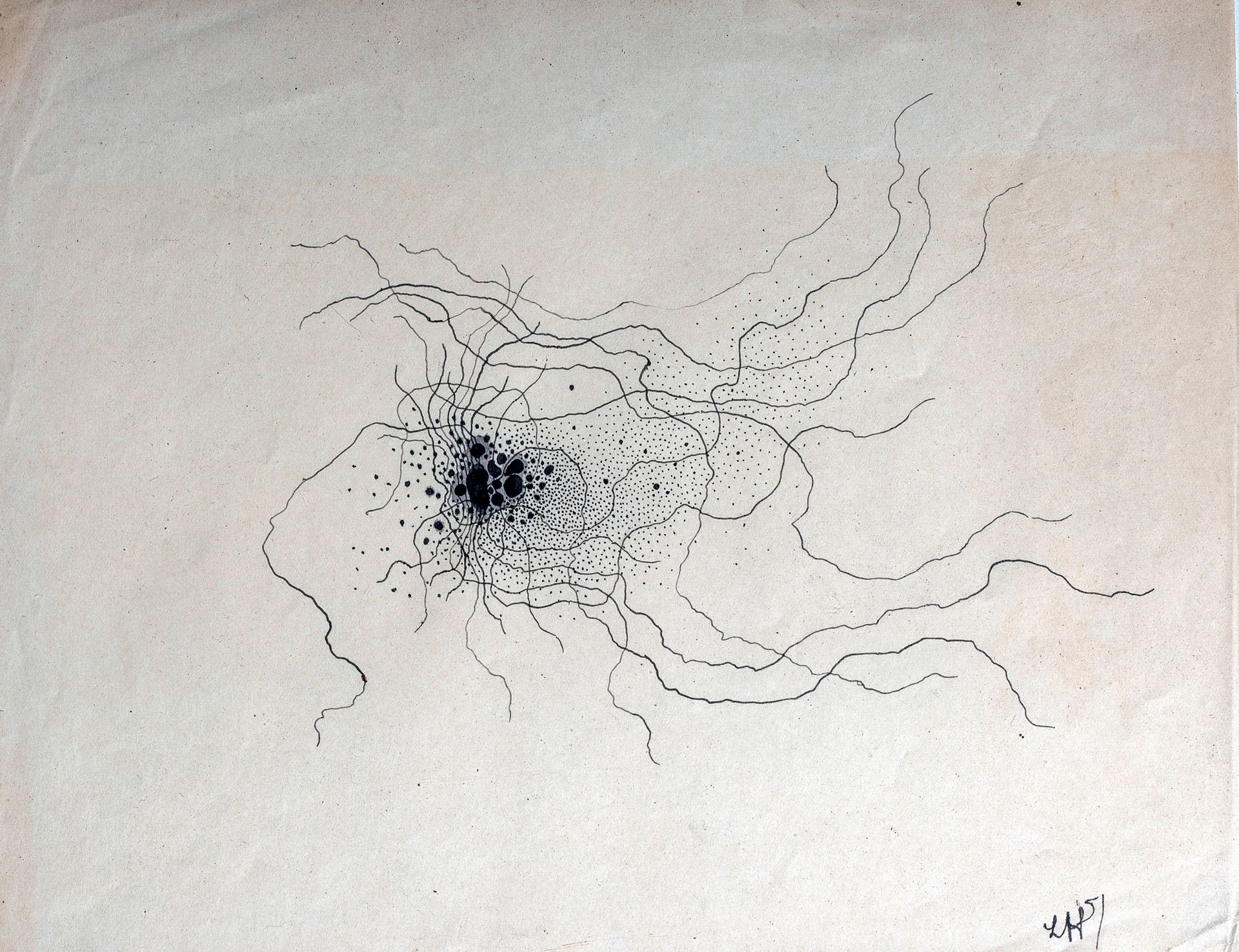 Léon Arthur TUTUNDJIAN (1905-1968) - 作文
纸上水墨，右下角有字 21.5 x 26 cm