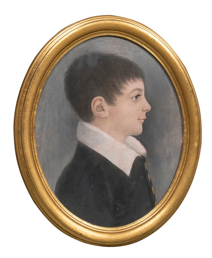 ECOLE FRANCAISE XIXème Retrato de niño
Pastel ovalado sobre papel 29 x 22,5 cm