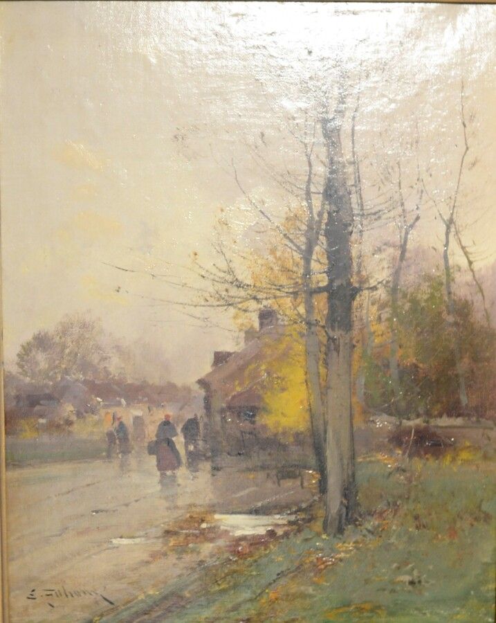 Eugène GALIEN-LALOUE (1854-1941) Villaggio vivace sotto la pioggia
Olio su tela,&hellip;
