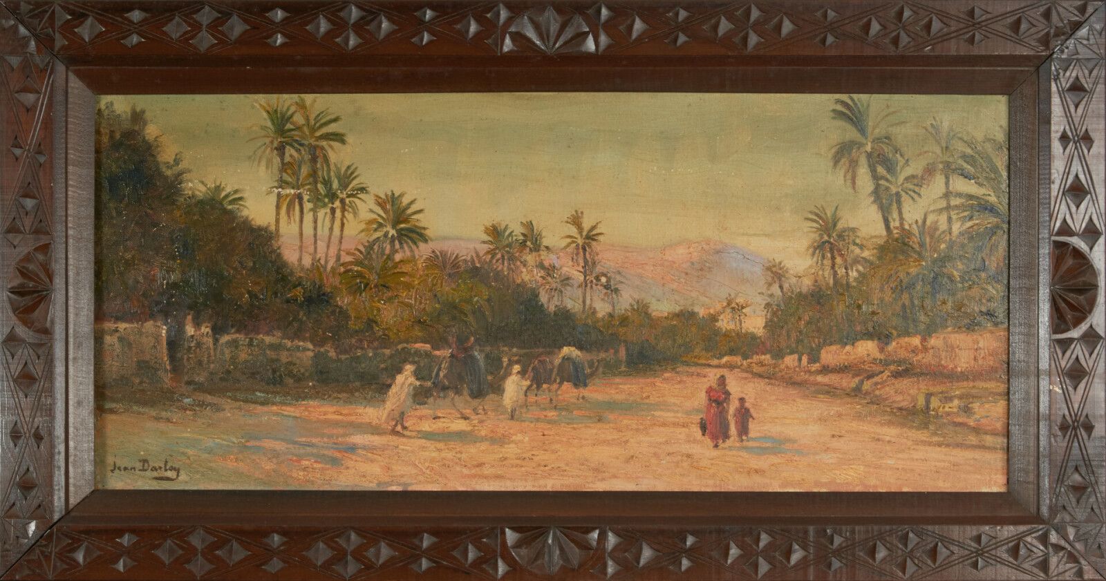 DARLEY Jean (act.C.1886-1932) "布面油画，左下角有签名。
 （修复，小部分缺失，背面有滴落的痕迹）38.5 x 88.5 cm