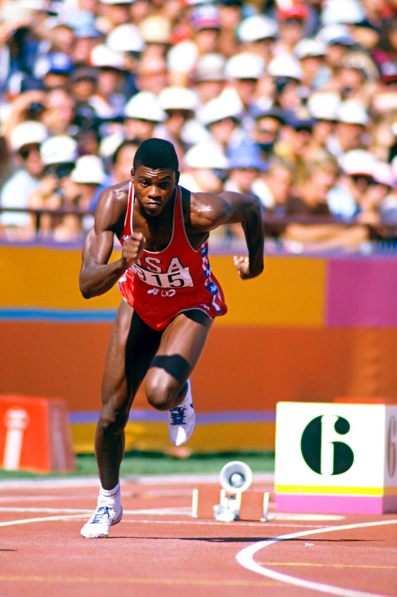 Null Los Angeles 1984. Carl Lewis, 200 m © André Lecoq/L'Équipe 8. August 1984.
&hellip;