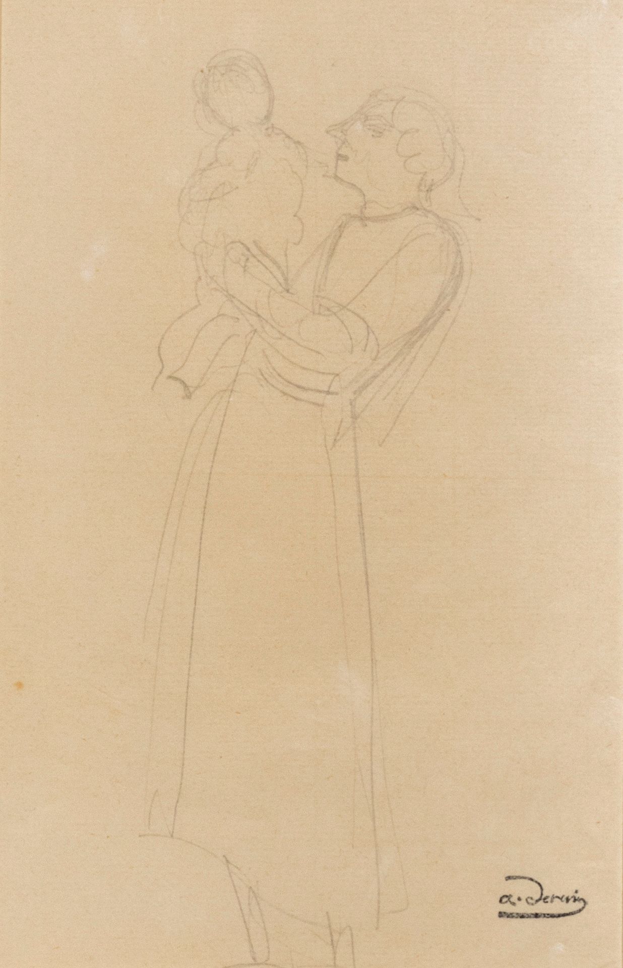 André DERAIN (1880-1954) 孕妇
纸上铅笔，签名印在右下角，有框架 22 x 14 cm (正在观看)