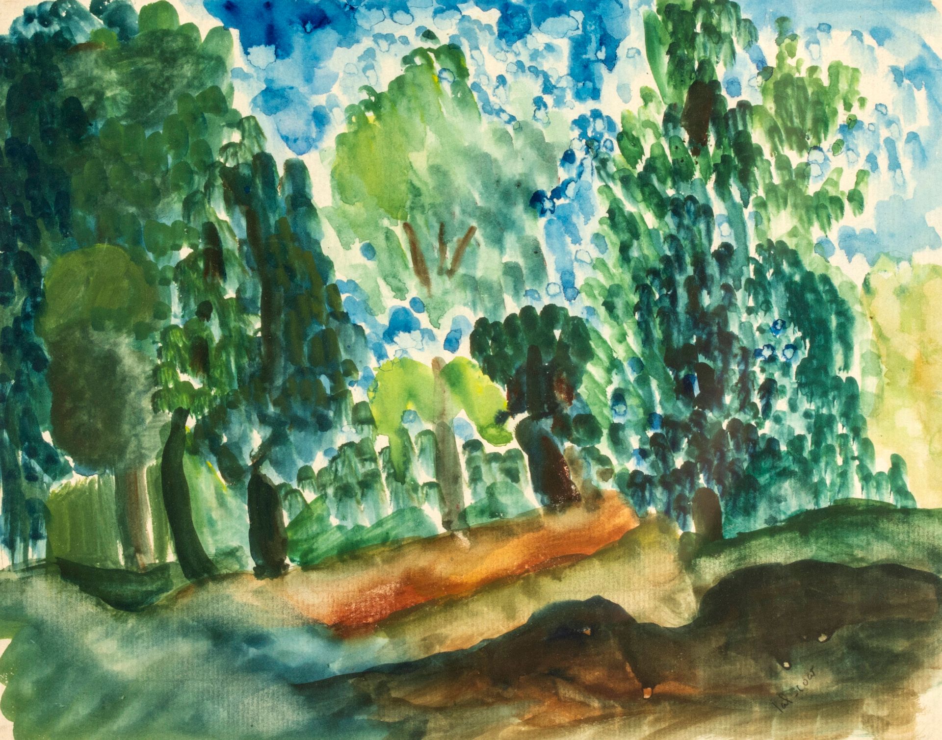 PIERRE TAL COAT (1905-1985) 
景观，1928年



涂在牛皮纸上的水粉和水彩画，右下角有签名，有框31 x 27厘米（正在观看）