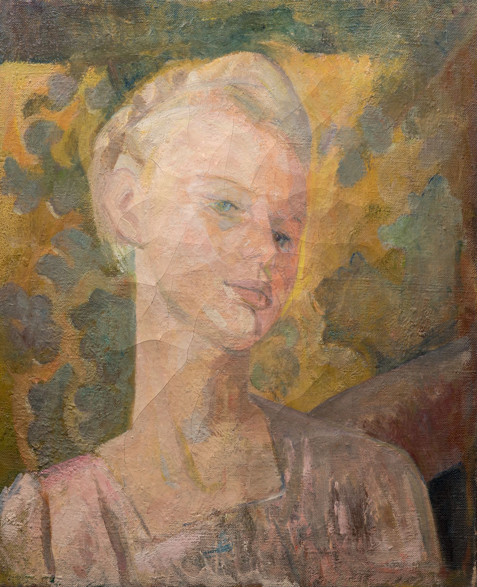 Bernard ALTSCHULER (1901-1944) 一个女人的肖像
布面油画，框架上有注释，裂缝
46 x 38 cm