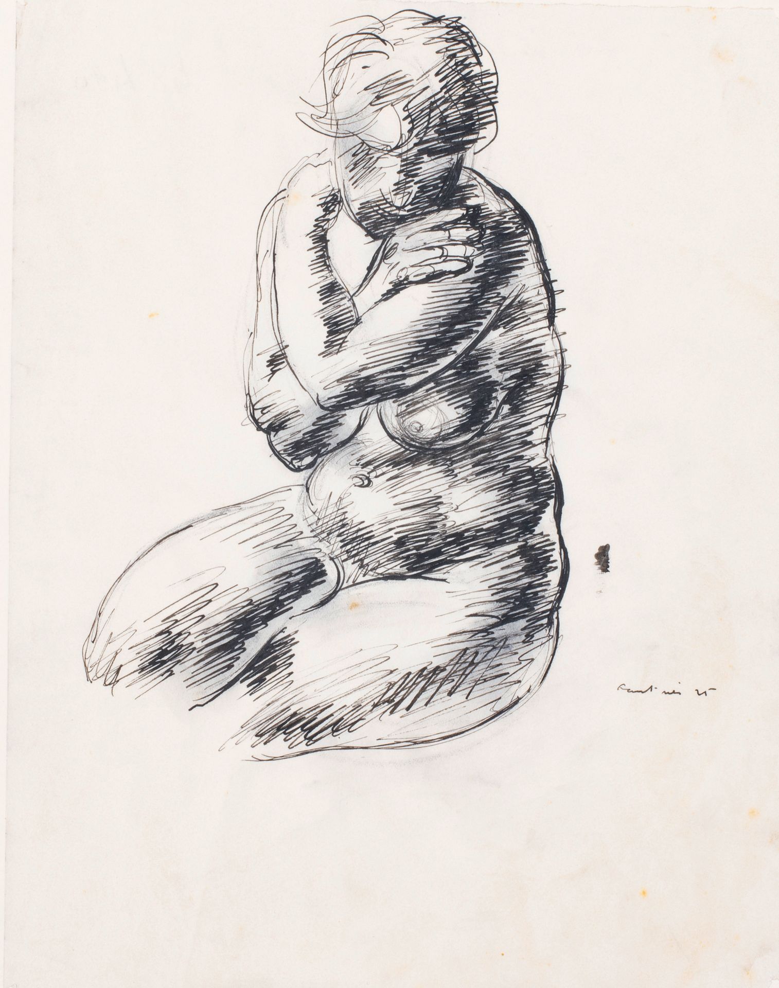 Jean FAUTRIER (1898-1964) 
坐着的裸体，1925年



薄水印BFK Rives纸上的墨水，右下角有签名和日期，附在画板的边缘