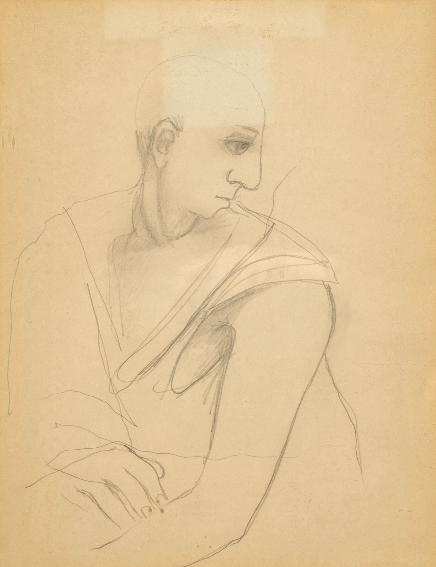 PIERRE TAL COAT (1905-1985) 
Figura con peplo, 1934 Matita su carta, incorniciat&hellip;