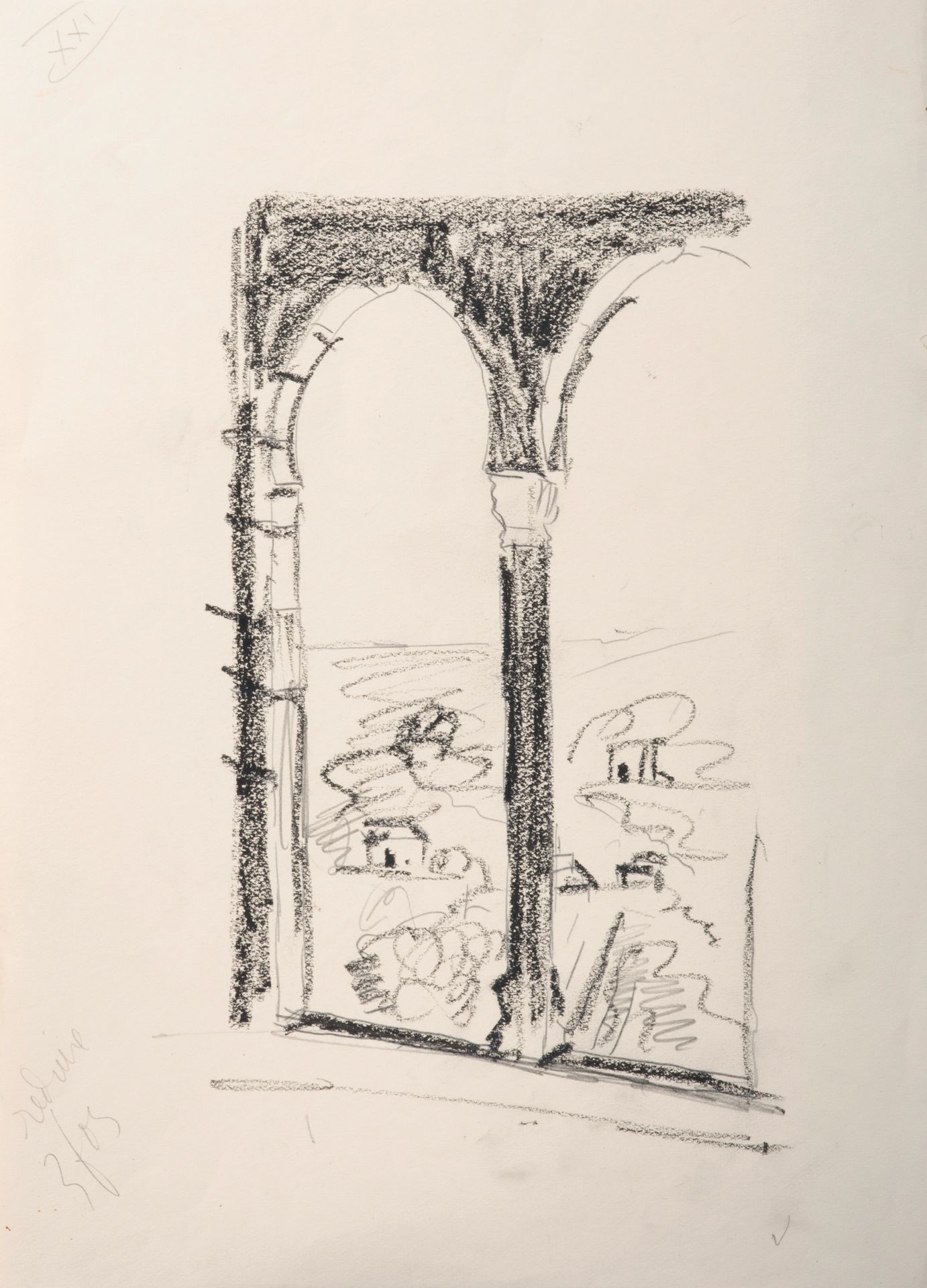 BIBI ZOGBE (1890-1973) Vue de la fenêtre
Crayon et fusain sur papier, annotation&hellip;