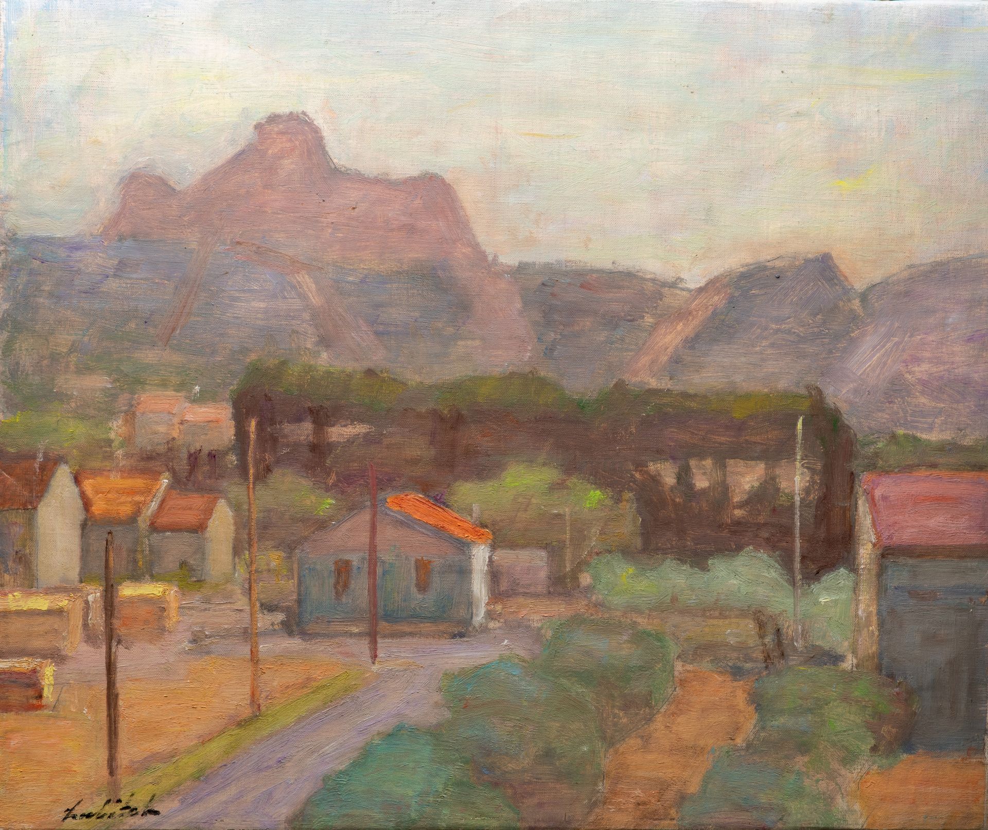 Ossip LUBITCH (1896-1990) 阿尔卑斯山的风景
布面油画，左下方签名 50 x 61 cm
