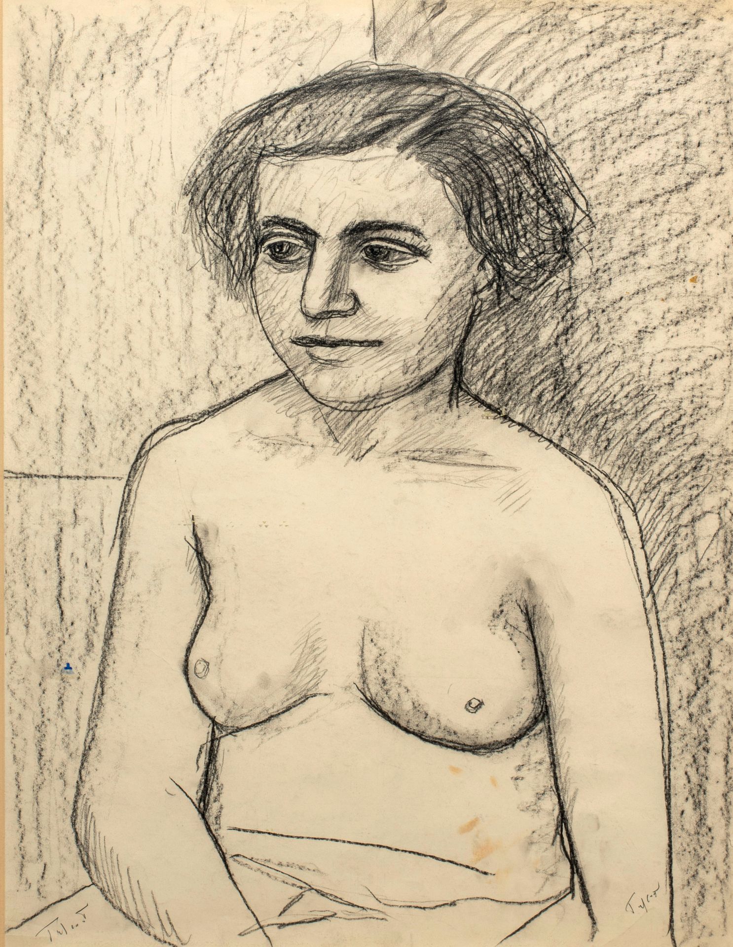 PIERRE TAL COAT (1905-1985) 
裸体，1932年



纸上炭笔，左下和右上有签名，在雷恩博物馆展览的背面标签上，1988年，纸张顶部&hellip;