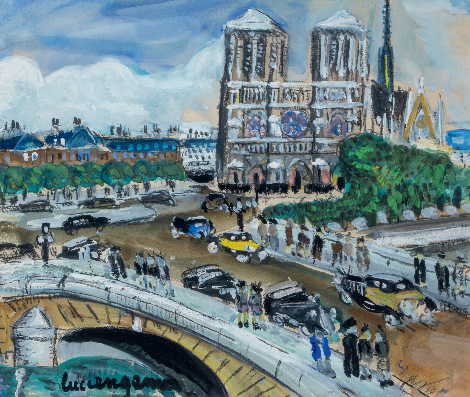 Lucien GENIN (1894-1953) Catedral de Notre Dame de París
Gouache sobre papel fir&hellip;